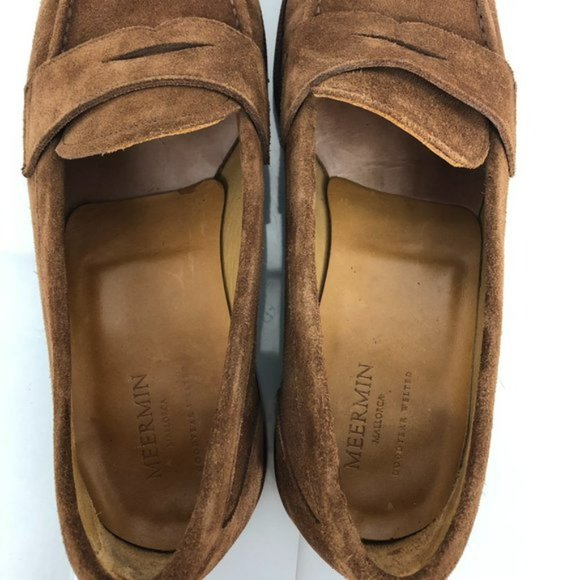 Meermin Mens Brown Mallorca Goodyear Welted Brown Suede Penny Loafers 7.5 - Picture 7 of 7